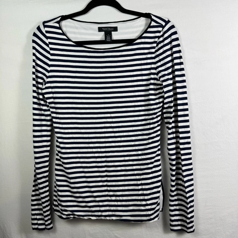 White House Black Market Fitted Black and White Blouse Women’s Size S